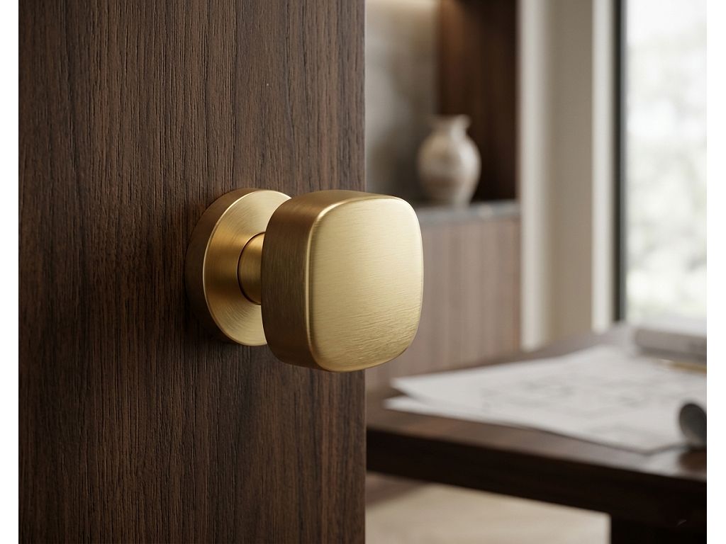 Pomolo Fisso Roger d.55x55h Rosetta d.51x5h TS-SuperOro Satinato  Olivari - immagine 2